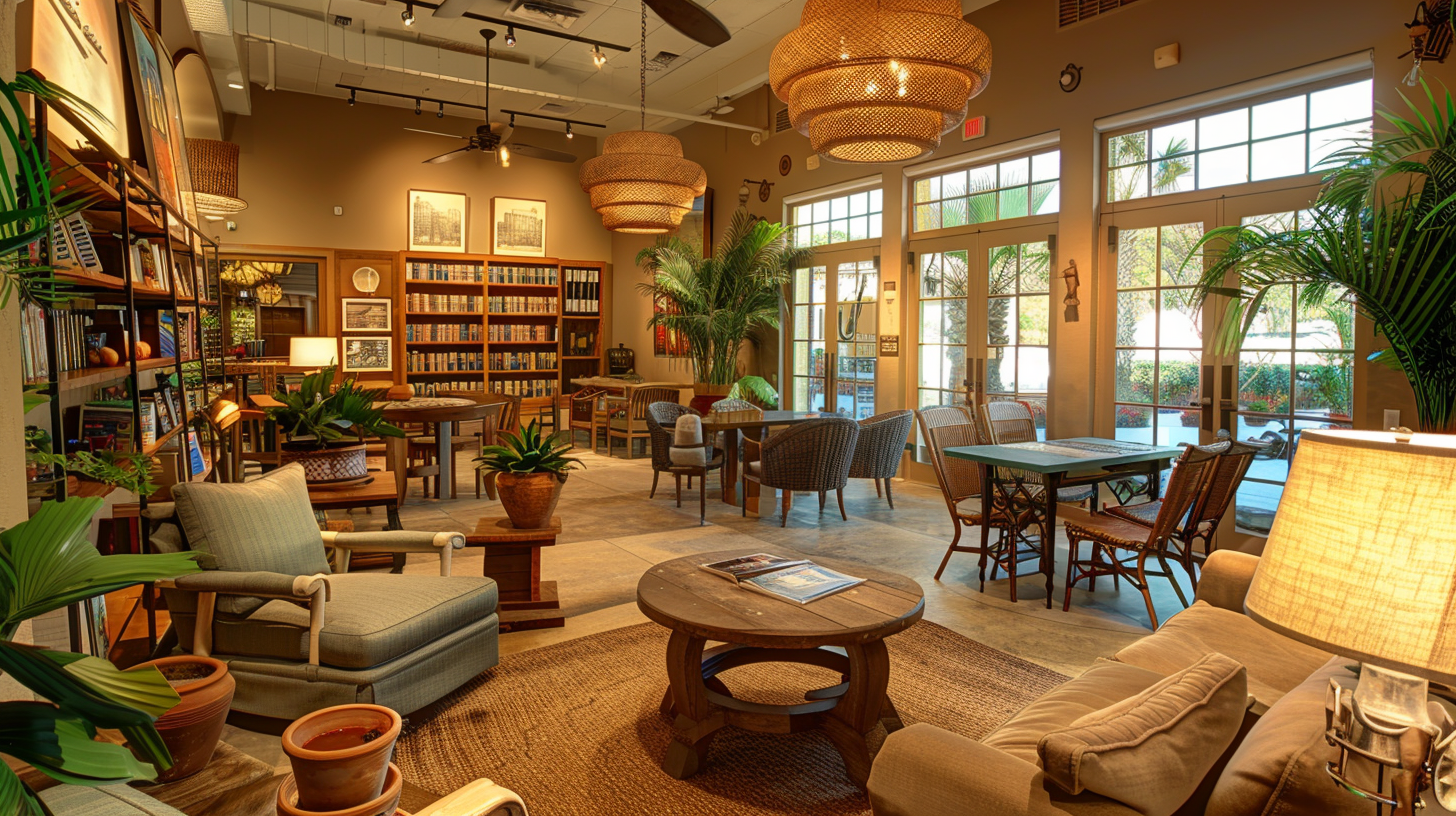 Mediterranean inspired cozy coffee shop