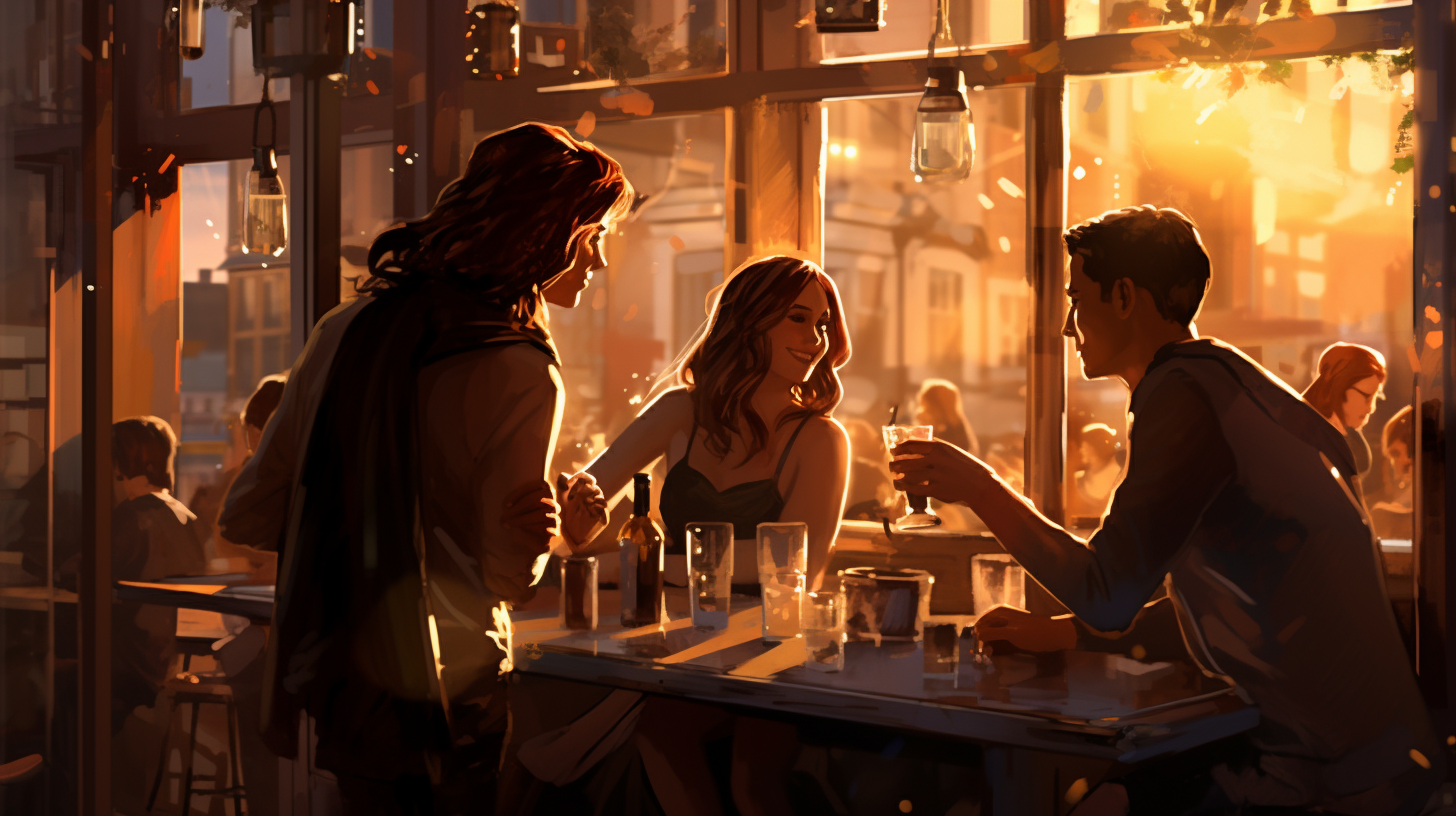 Group of friends enjoying a cozy bar atmosphere