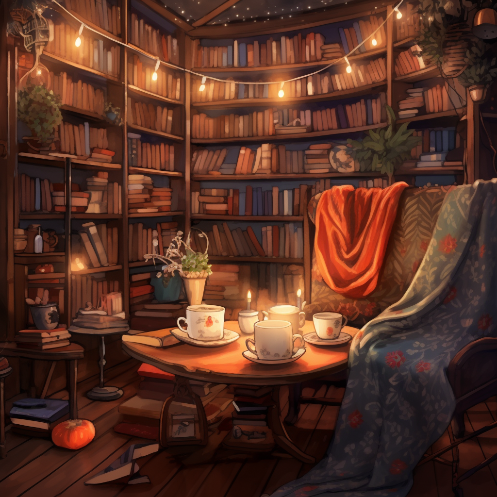 Quiet and Cozy Bookstore Nook Illustration