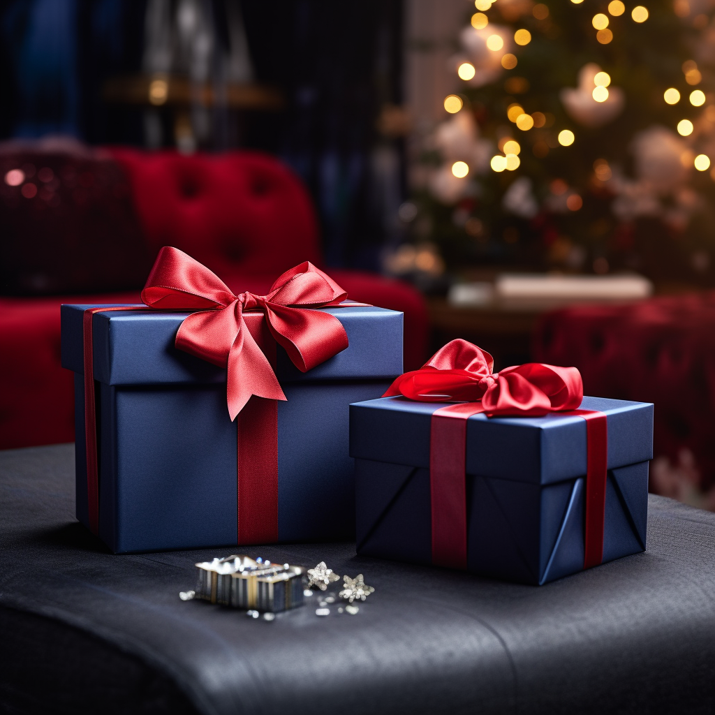 Couple exchanging luxury gift on Christmas