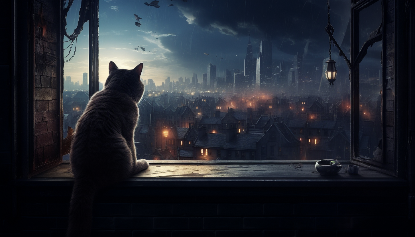 Gray British Shorthair Cat on City View Window