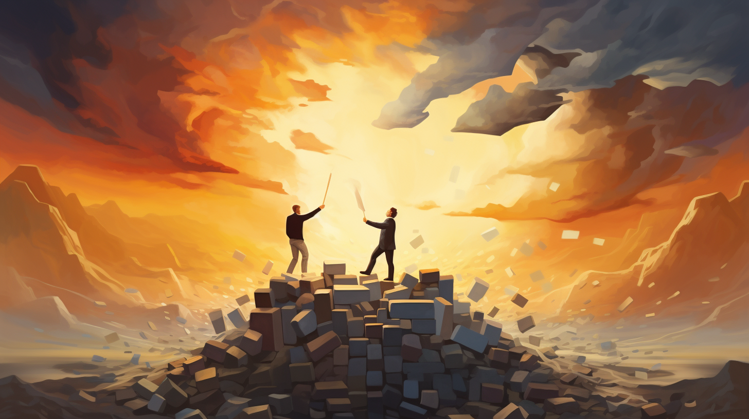 Stylized cozy warm colors competitive advantage illustration
