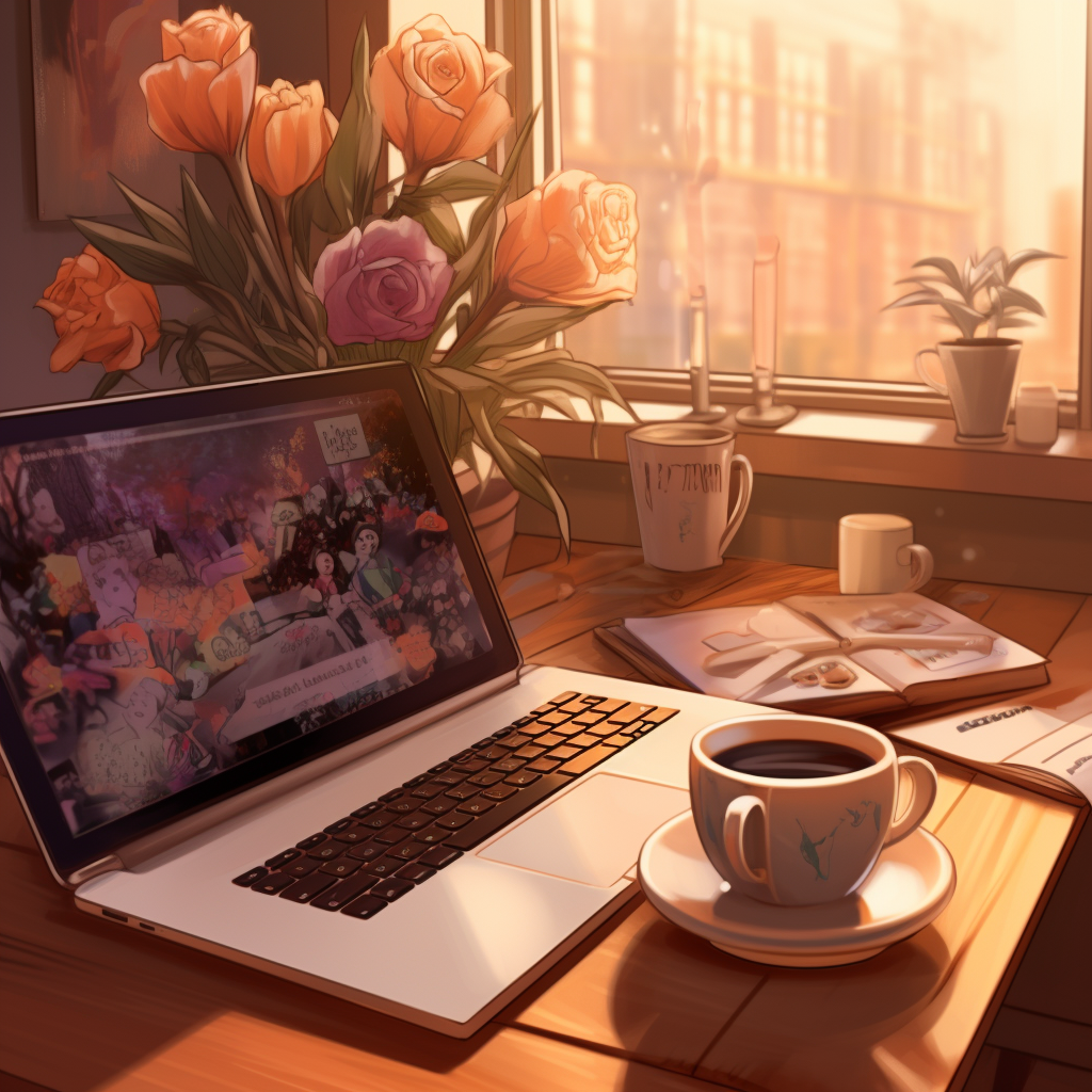 Coffee, Laptop, and Notes on Cozy Table