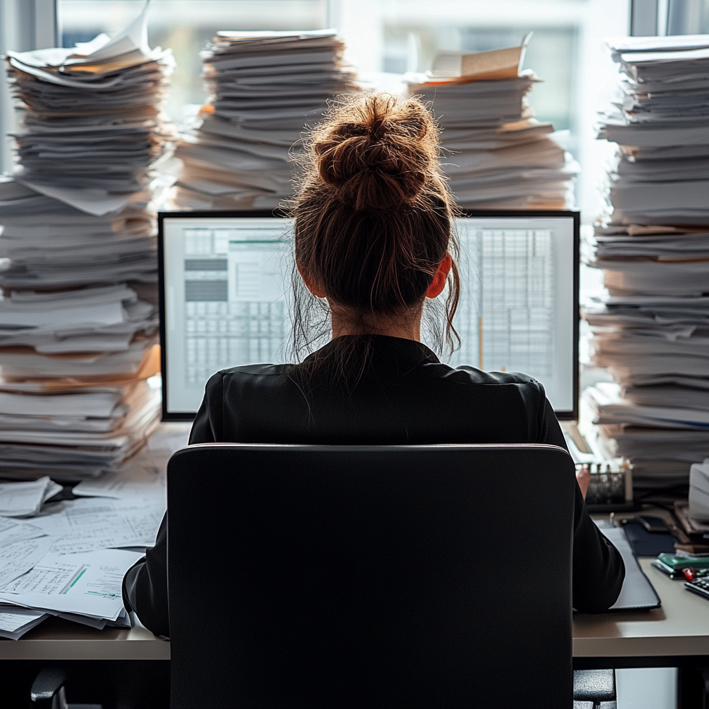 CPA analyzing financial data computer desk