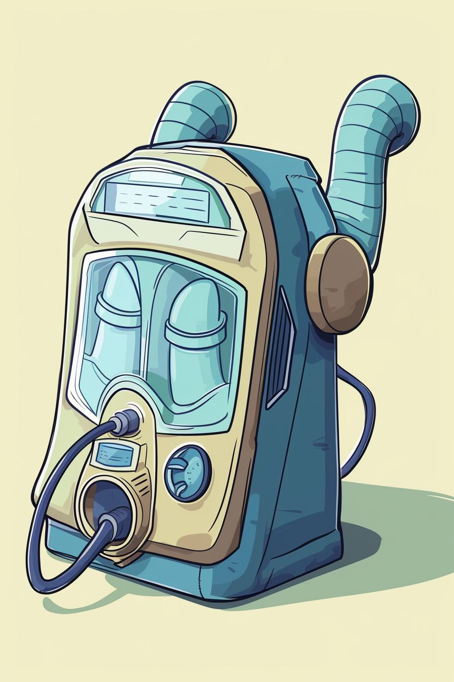 CPAP machine in cartoon style