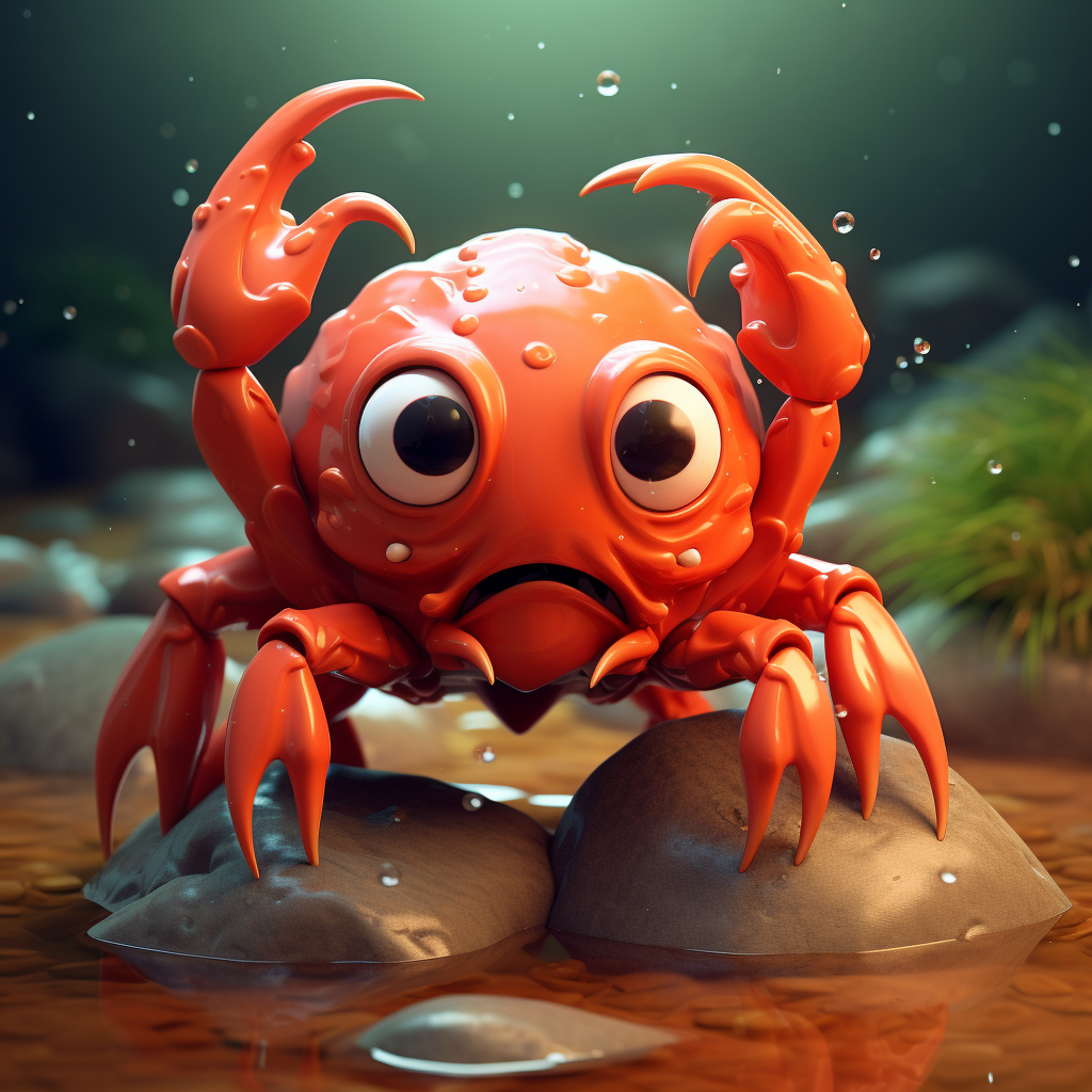 Adorable crab 3D chibi character