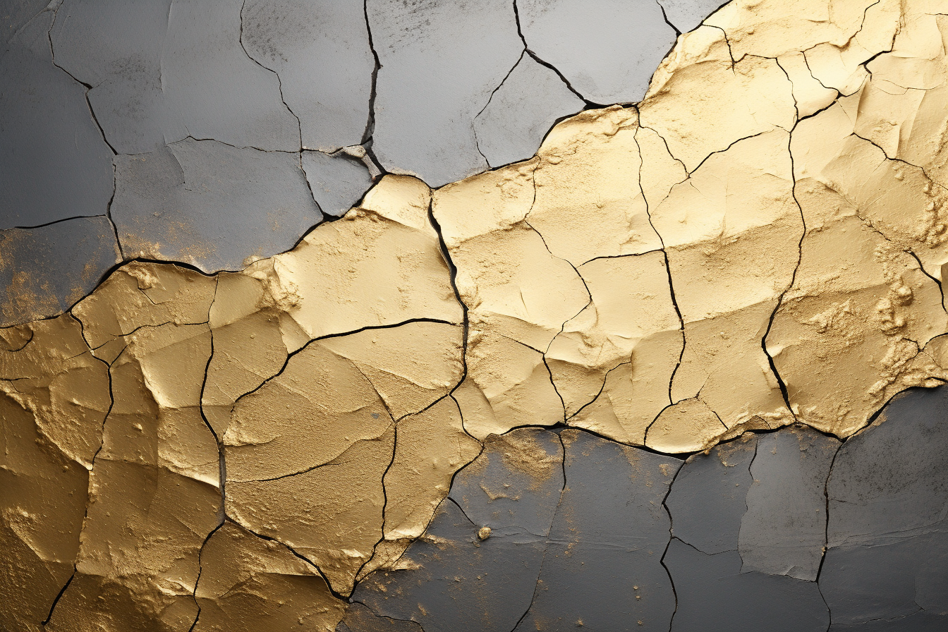 Cracked wall with gold filling