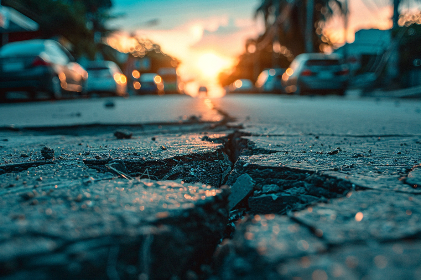 Blurry cracked road image