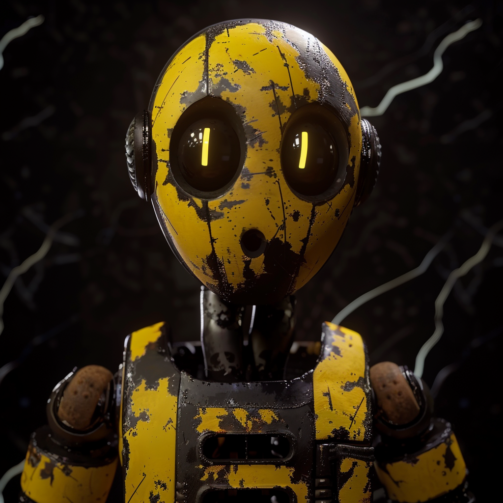 Cute Black Yellow Dummy Robot