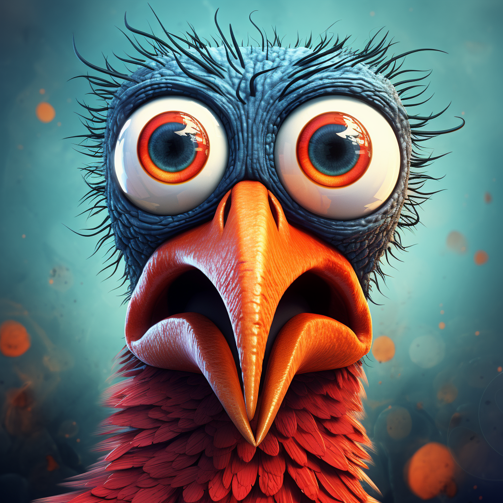 Crazy Cartoon Bird Closeup