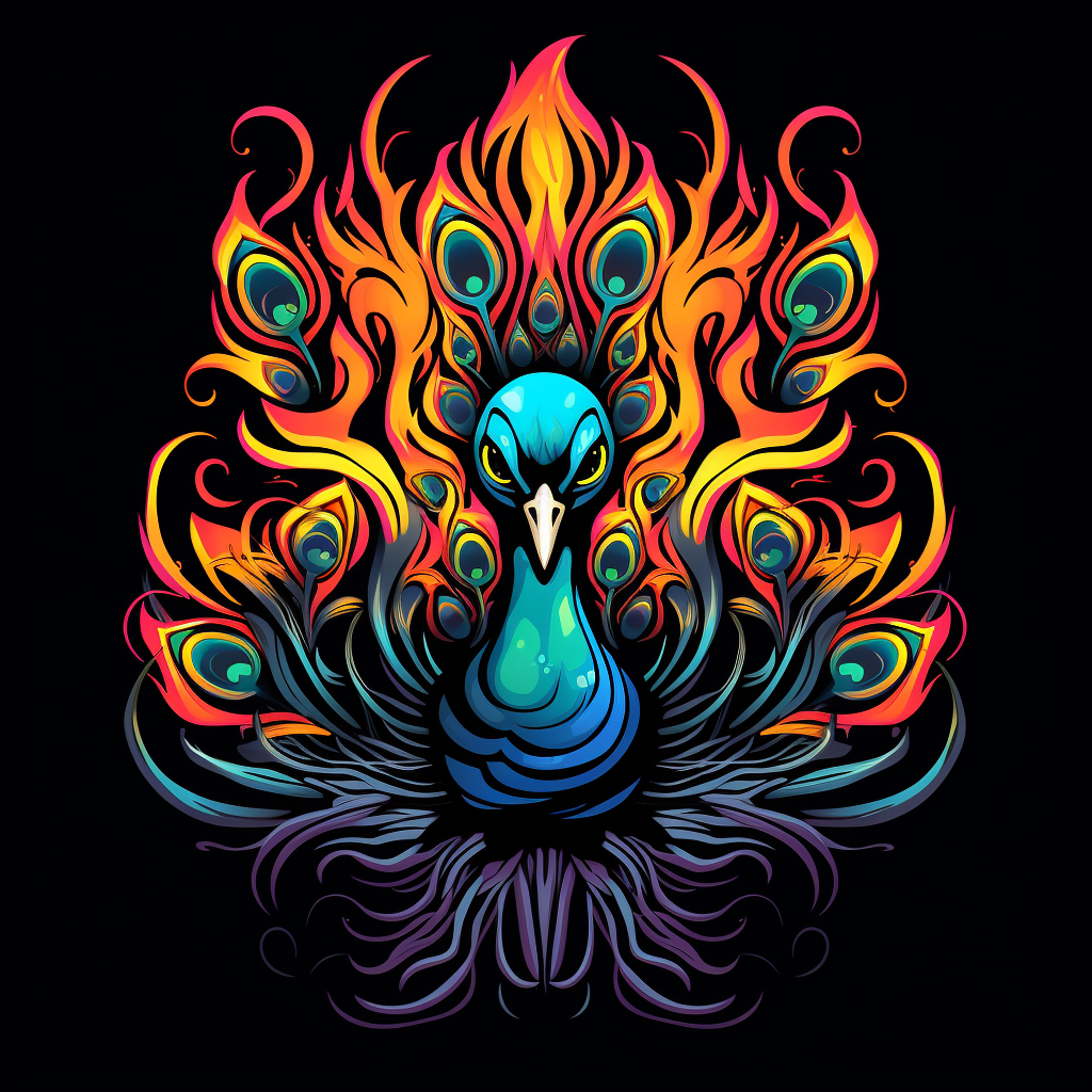 Crazy Peacock on Fire Sticker