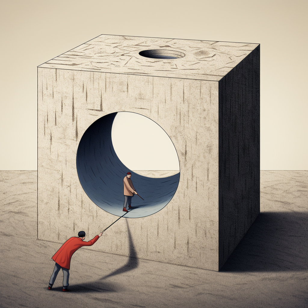 Image of a Crazy Person Attempting to Fit a Round Peg in a Square Hole