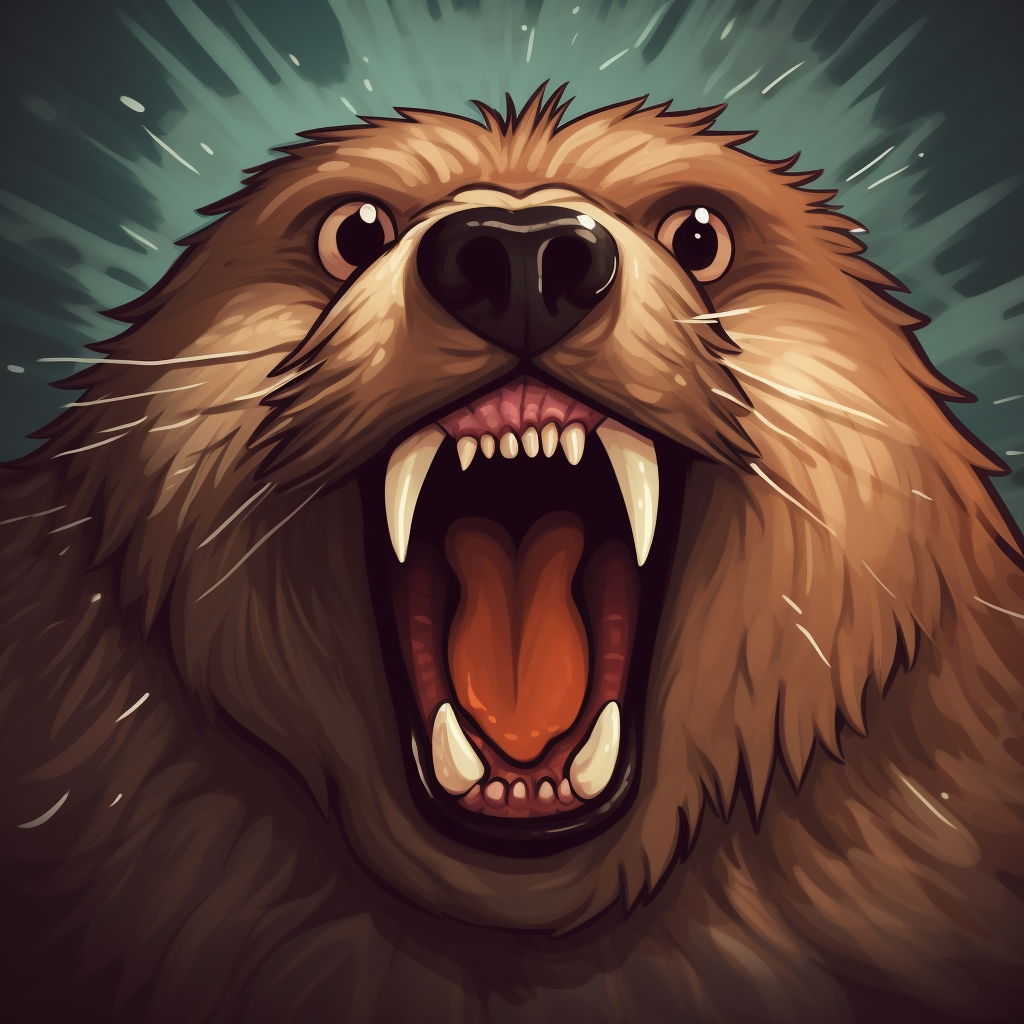 Screaming beaver cartoonic image