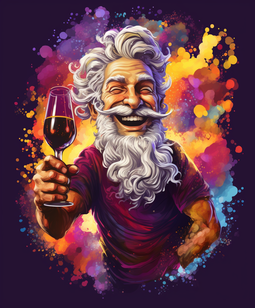 Vivid digital art of a crazy winemaker