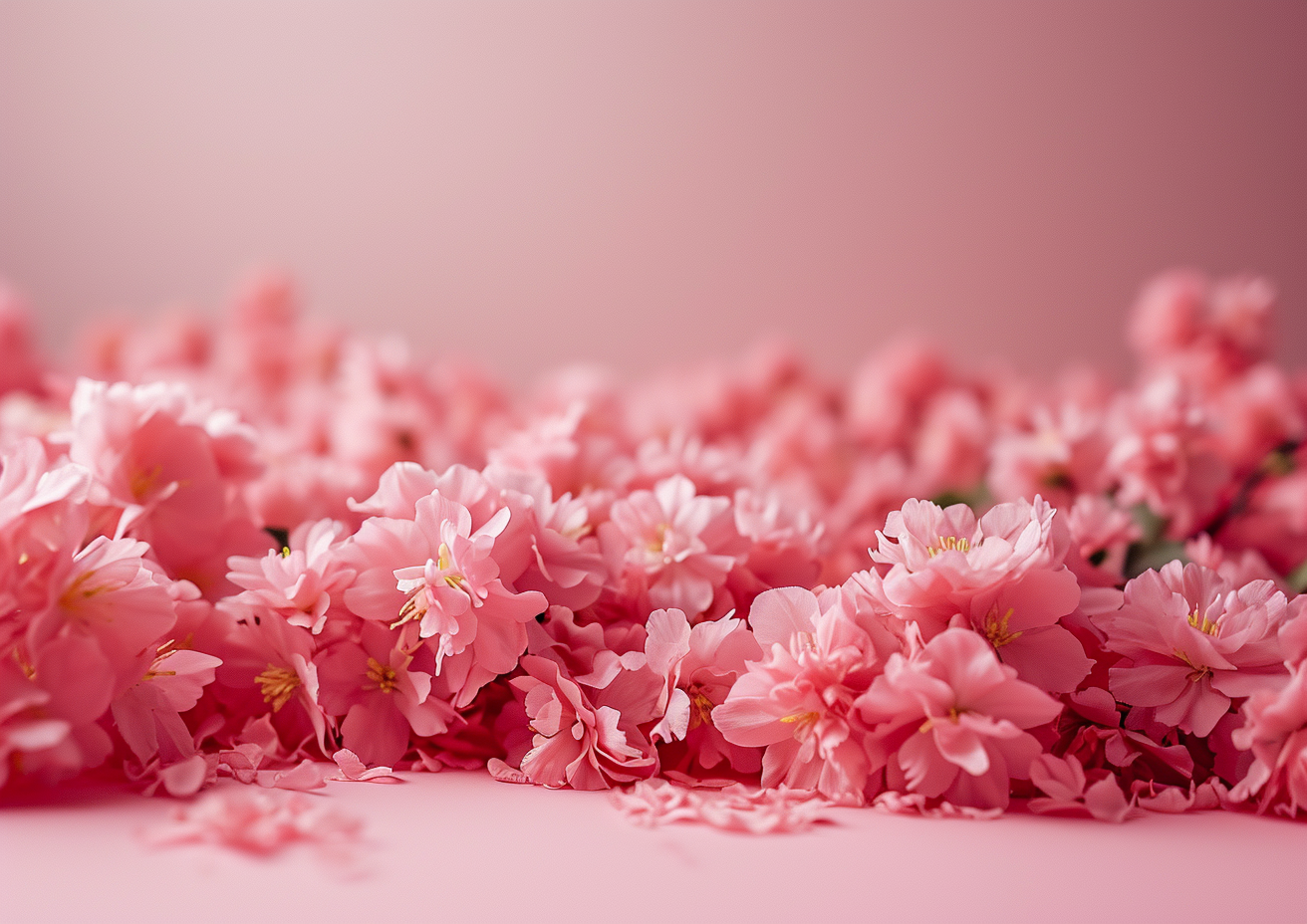 Cream pink flowers in studio