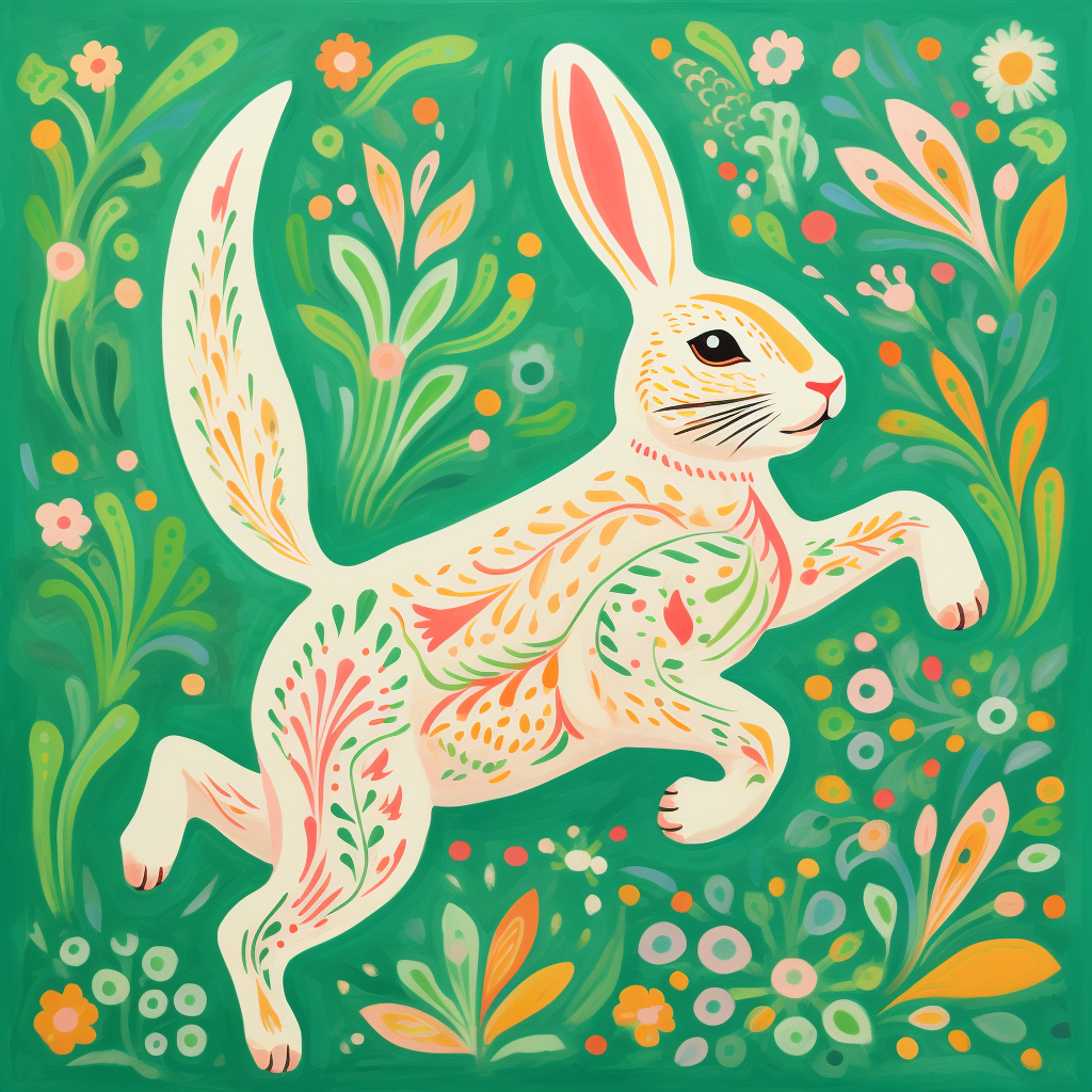 Cream rabbit bunny in expressive pose