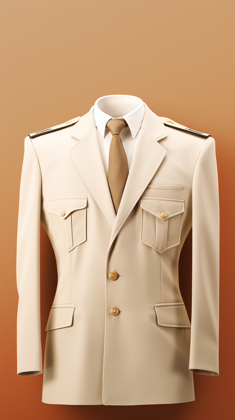 Cream uniform on plain background