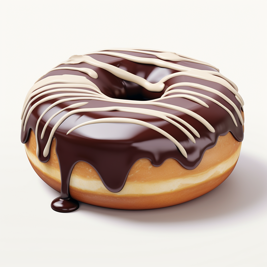 Creamy Chocolate Donut on White Background