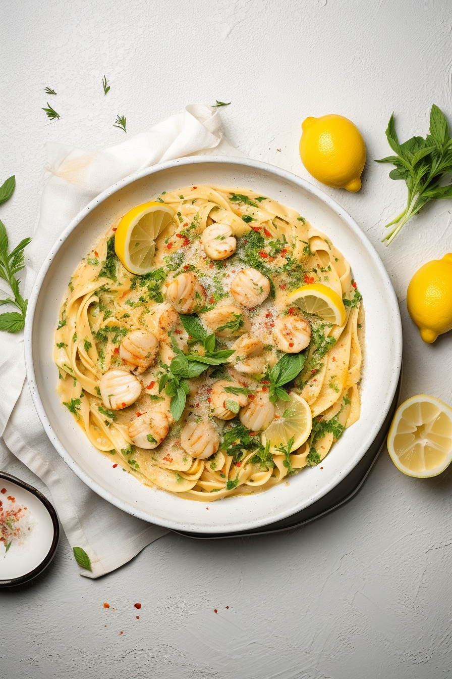 Creamy Scallop Pasta with Lemon & Herbs