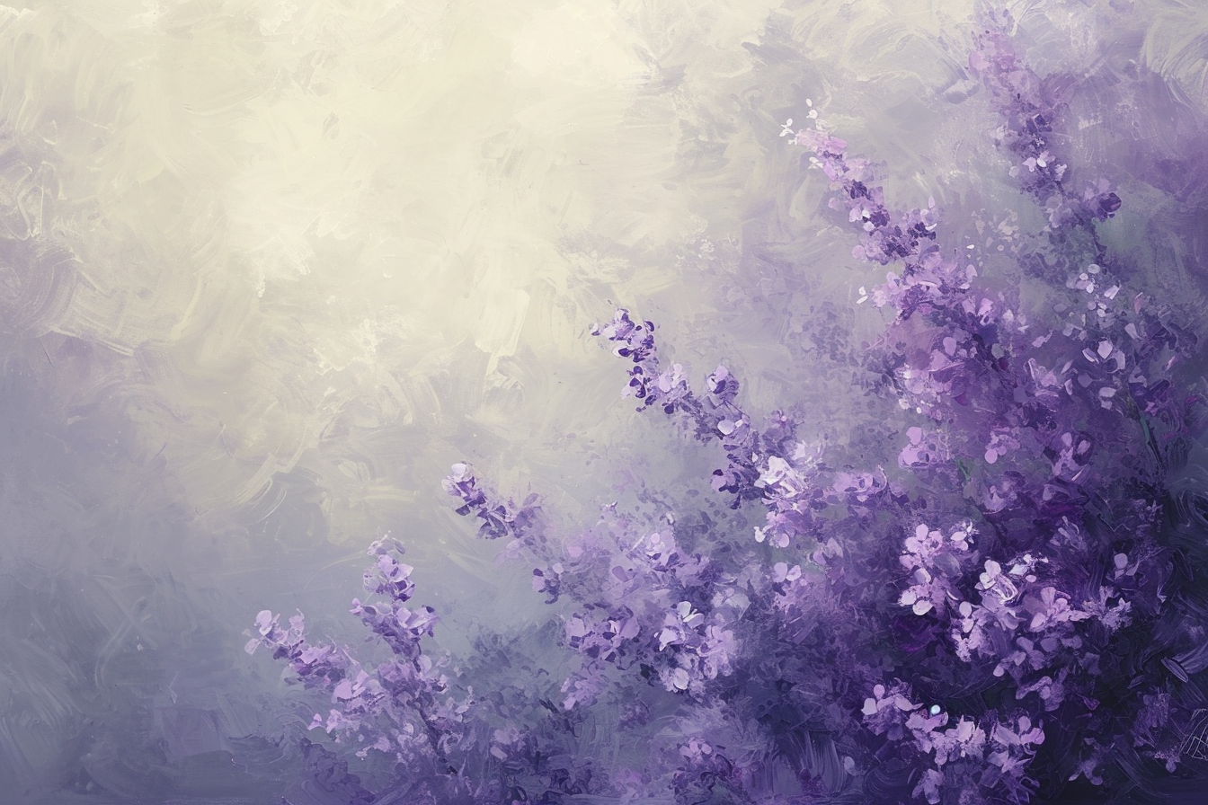 Creamy Texture Background with Pastel Purple Lavender Flowers