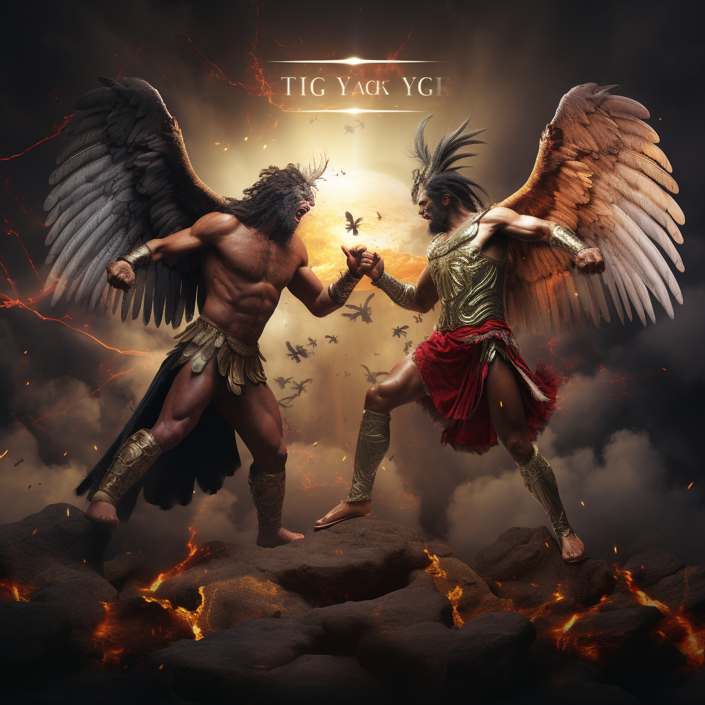 Boxing fight between Lucifer and mankind