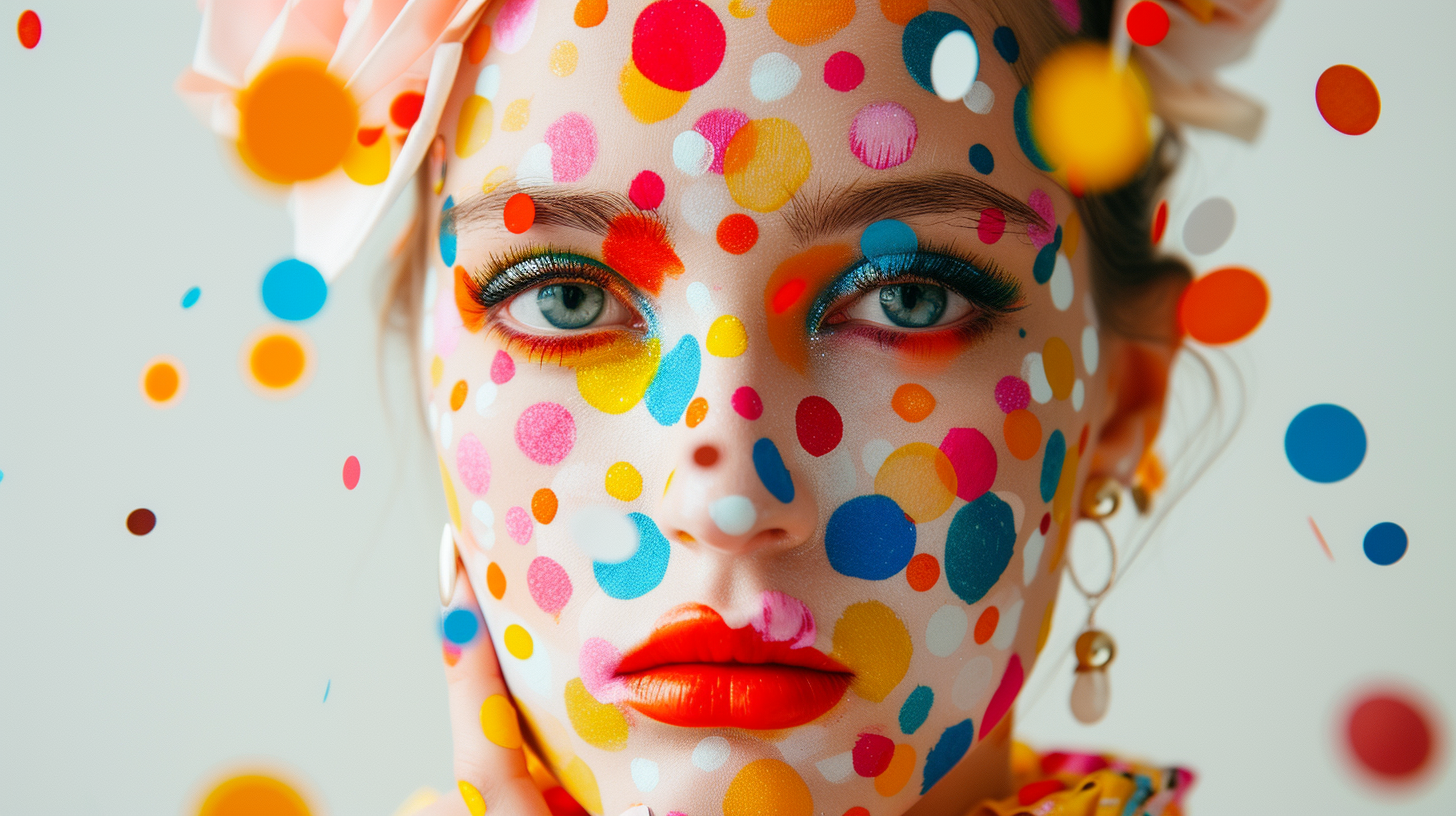 Makeup artist woman with colorful dots