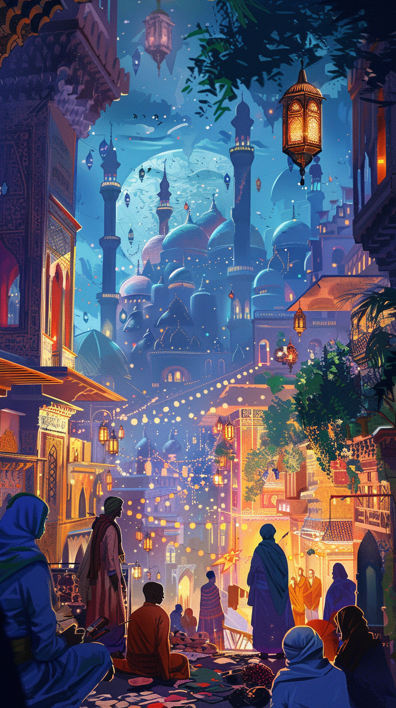 Artistic Ramadan People Illustration