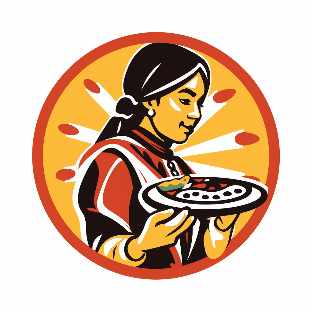 Cree woman holding pizza on white background