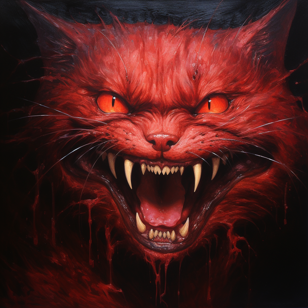 Creepy Cat with Big Smile and Pointy Teeth