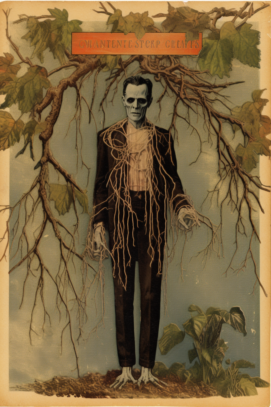 Vintage Halloween postcard featuring creepy Frankenstein