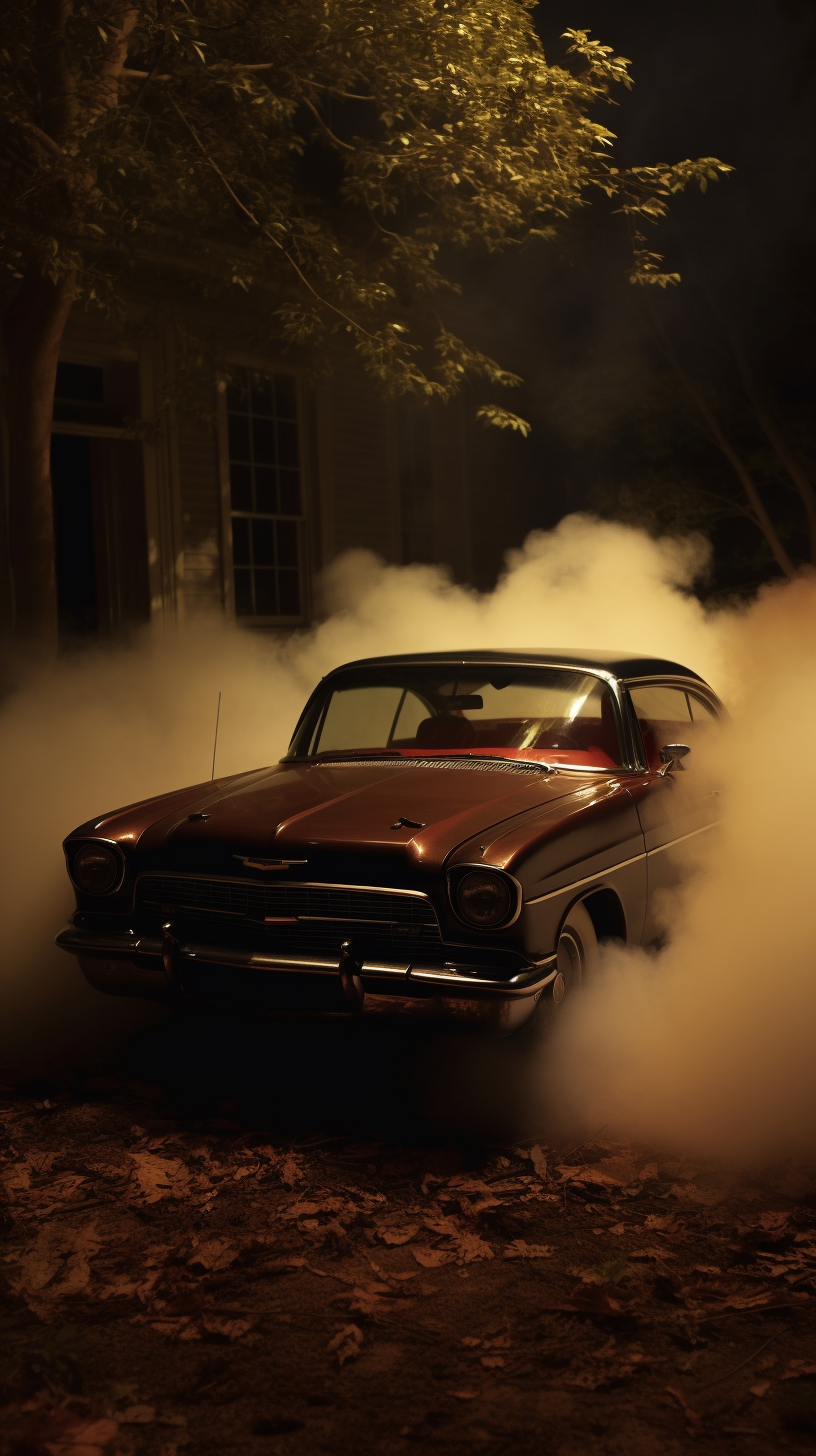 Creepy smoke surrounding Gothic Bel-Air car