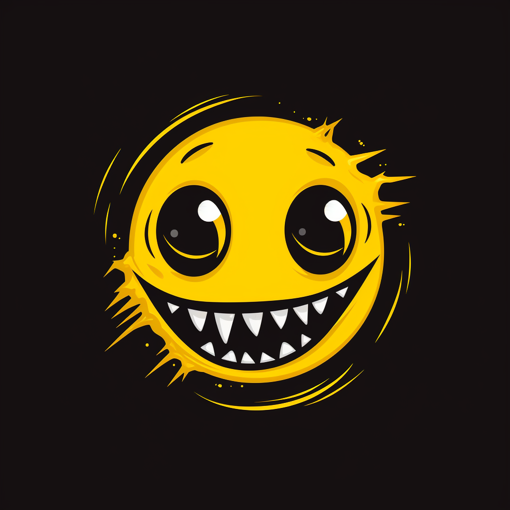 Creepy logo with smiley face and 3 eyes