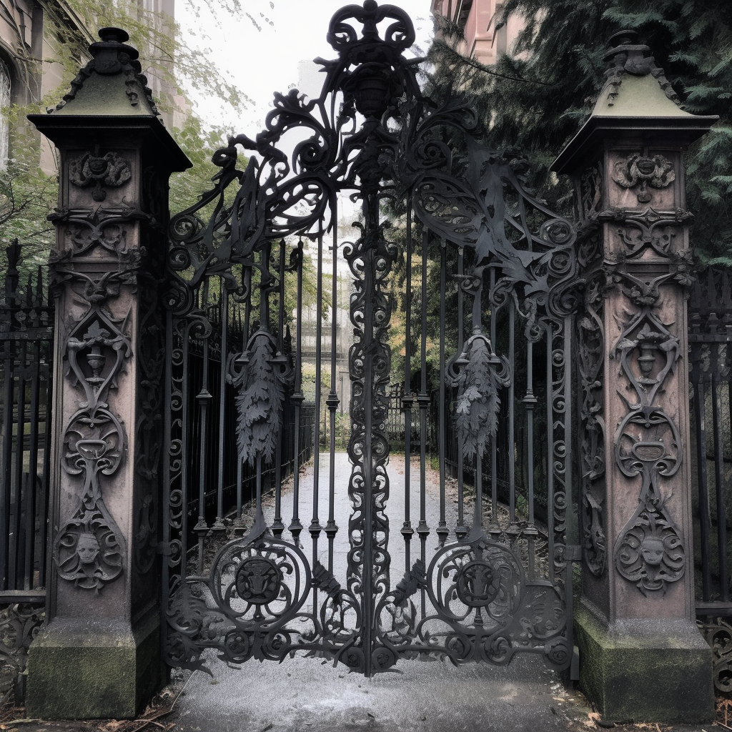 Creepy wrought iron gothic gate nightmares