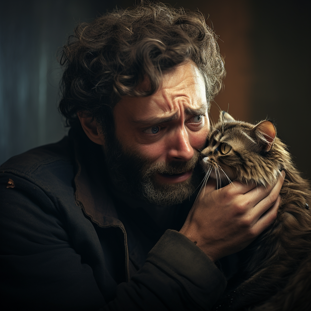 Creepy Cat Man Crying Mental Breakdown