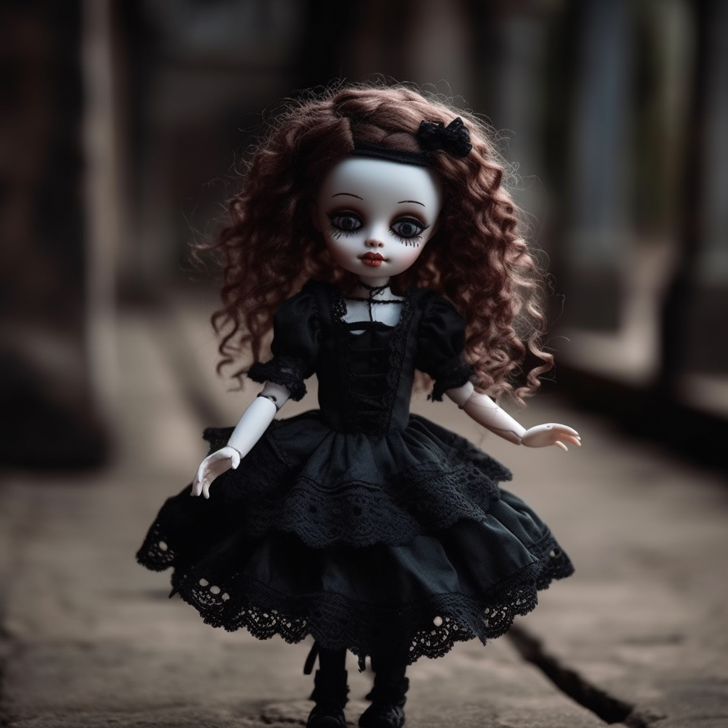 Creepy gothic doll dancing