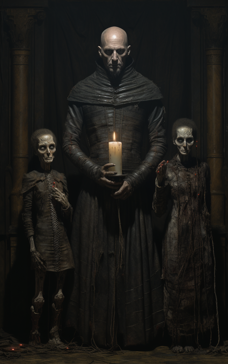 Detailed Creepy Gothic Family Painting