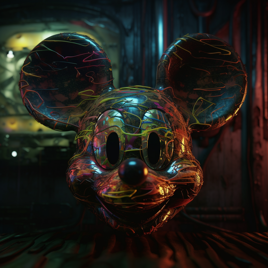 Ominous creepy Mickey Mouse face art