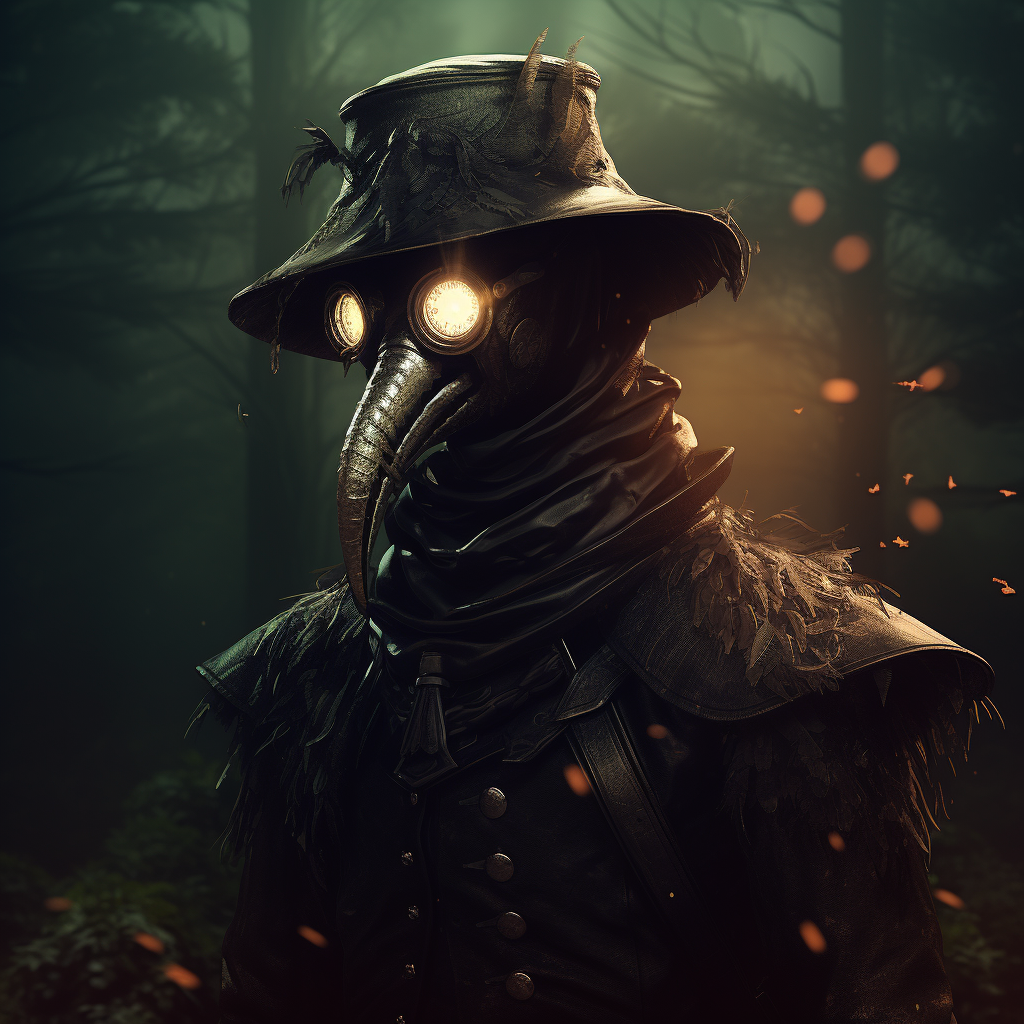 Dark Creepy Plague Doctor Illustration