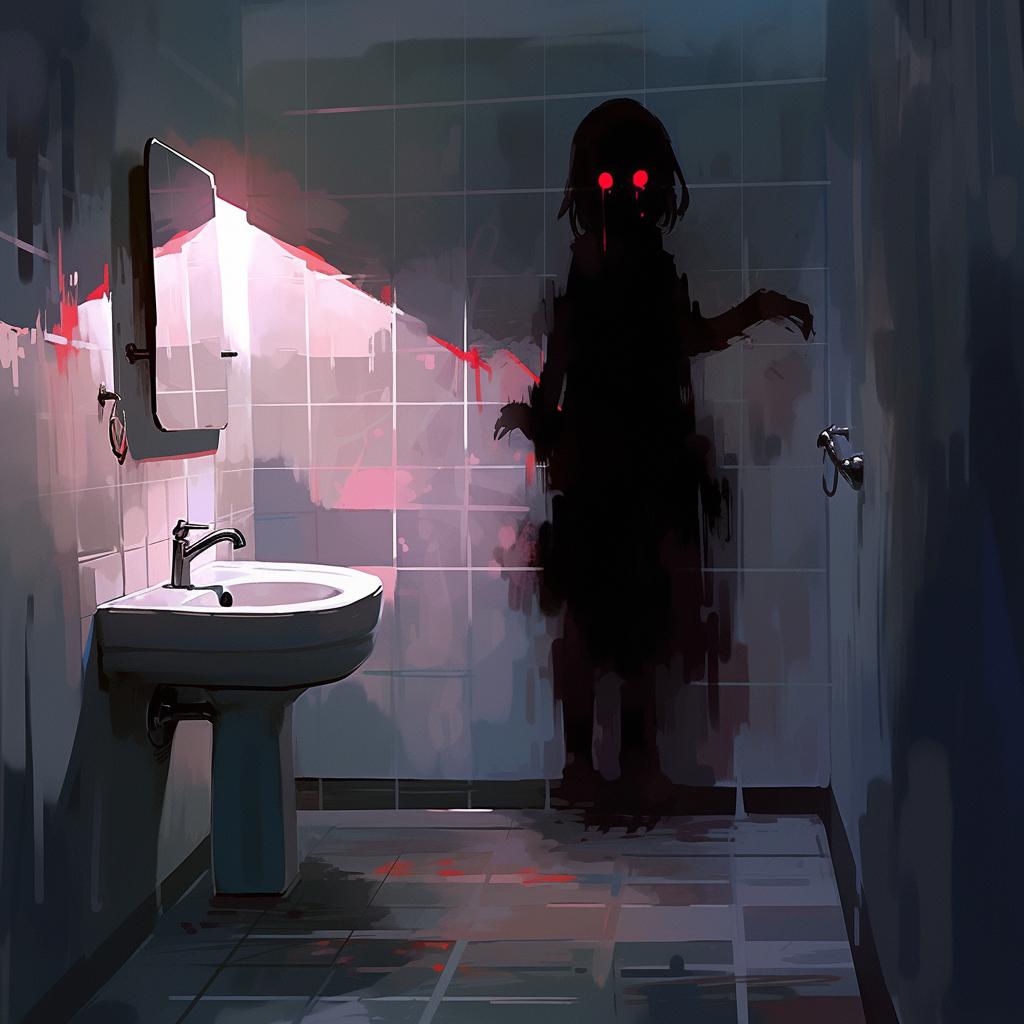 Creepy shadow in bathroom scene