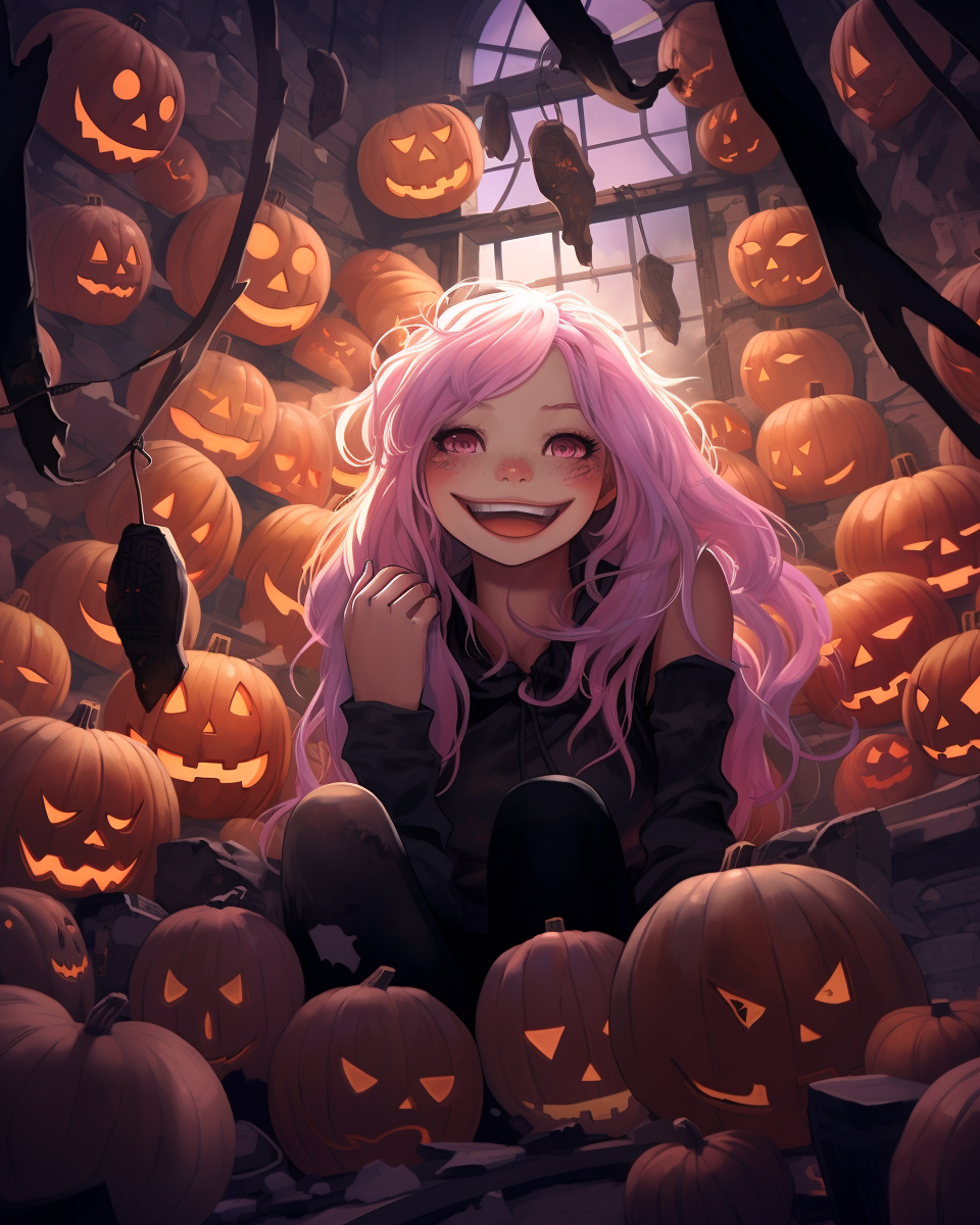 Creepy witch smiling inside creepy house