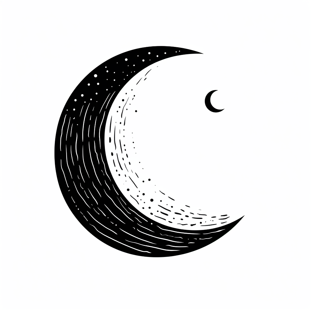 Cresent Moon Icon with Thick Black Lines