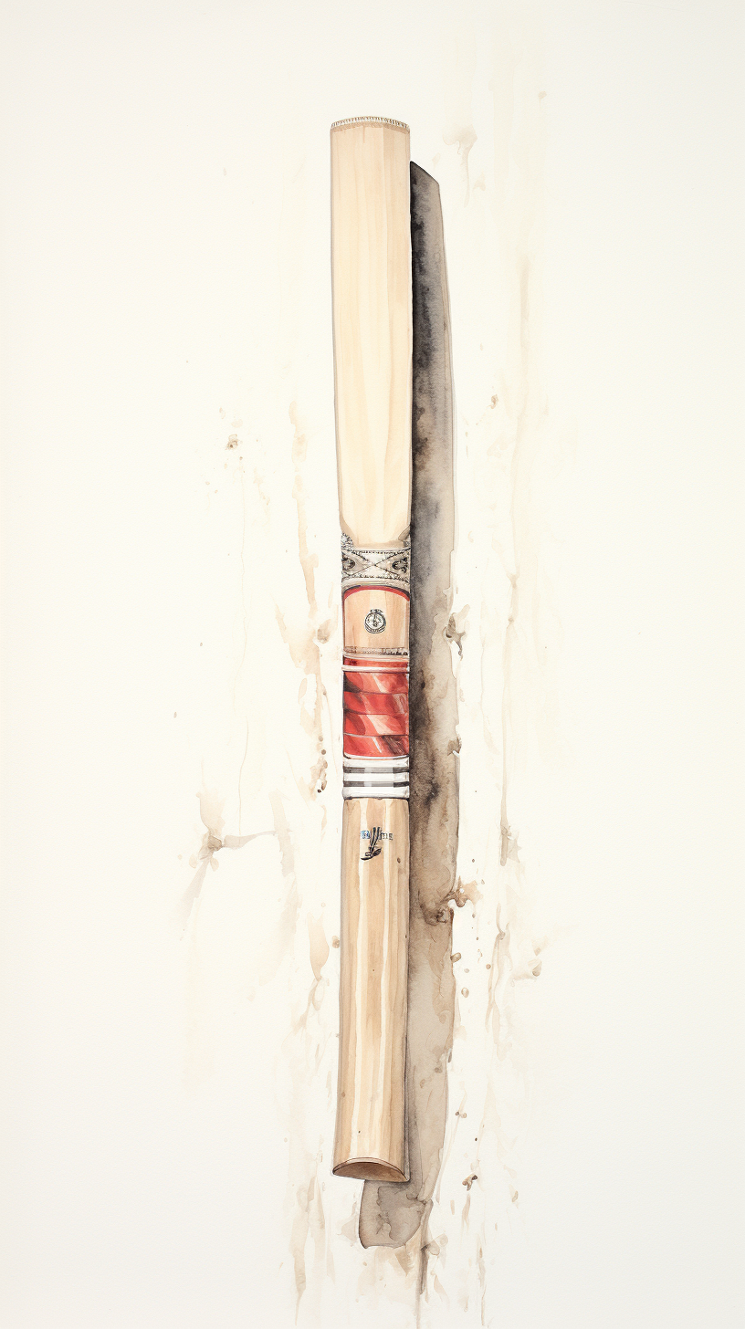 Cricket bat against wall on white background