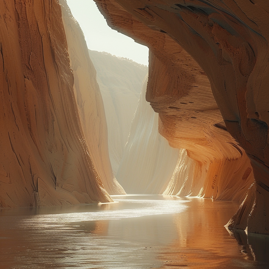 Majestic Crimson Canyon River Scene