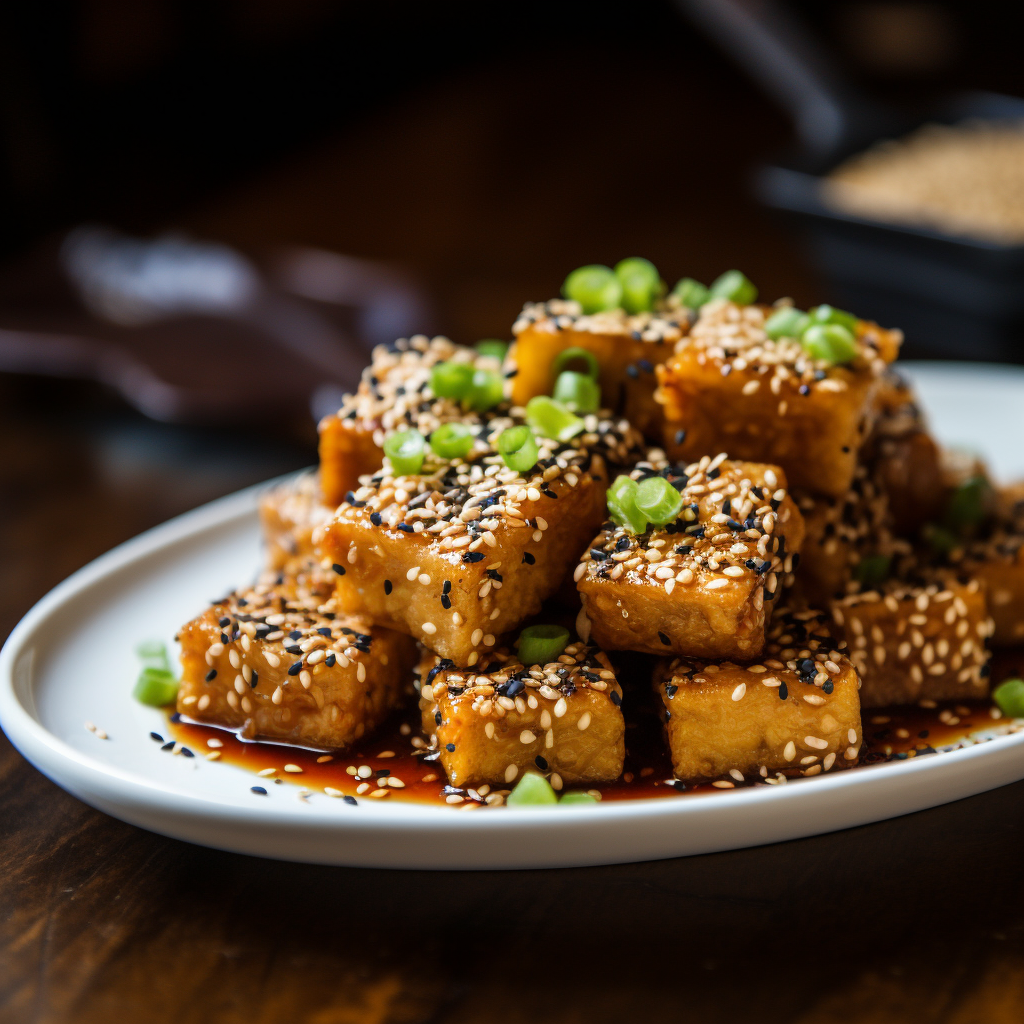 Delicious crispy sesame tofu dish