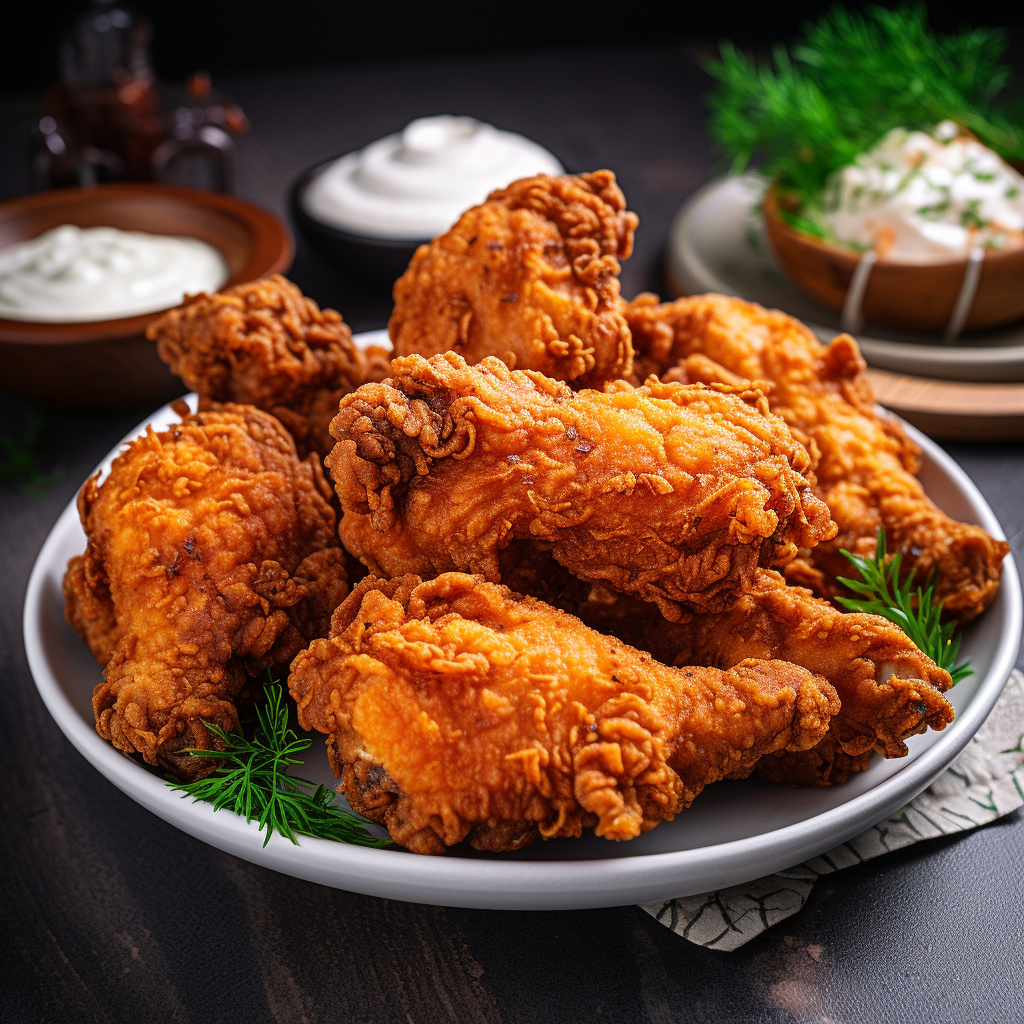 Crispy fried chicken on white