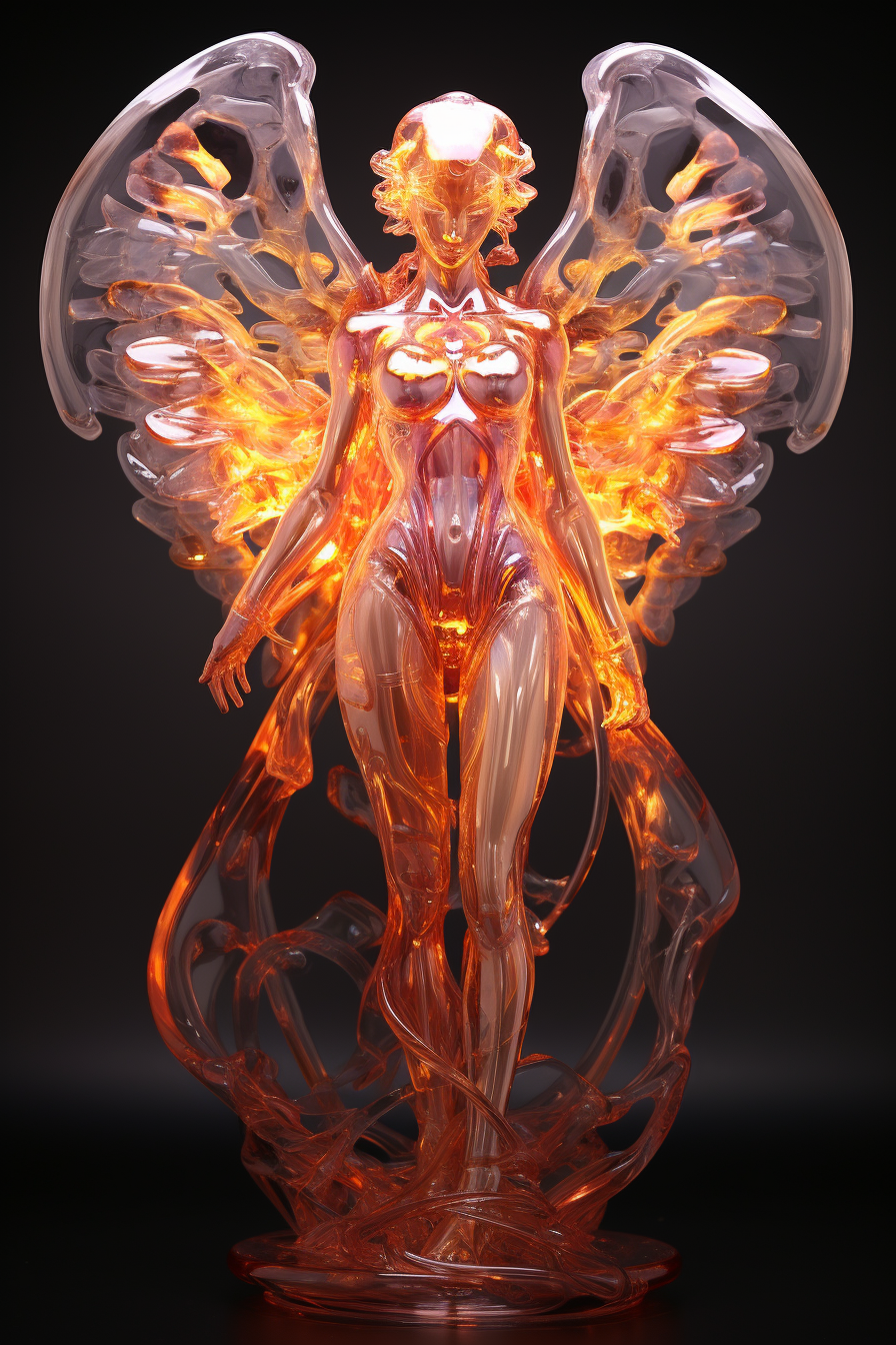 Image of a beautiful Cristal girl angel with sculptural abs and heavenly glow .