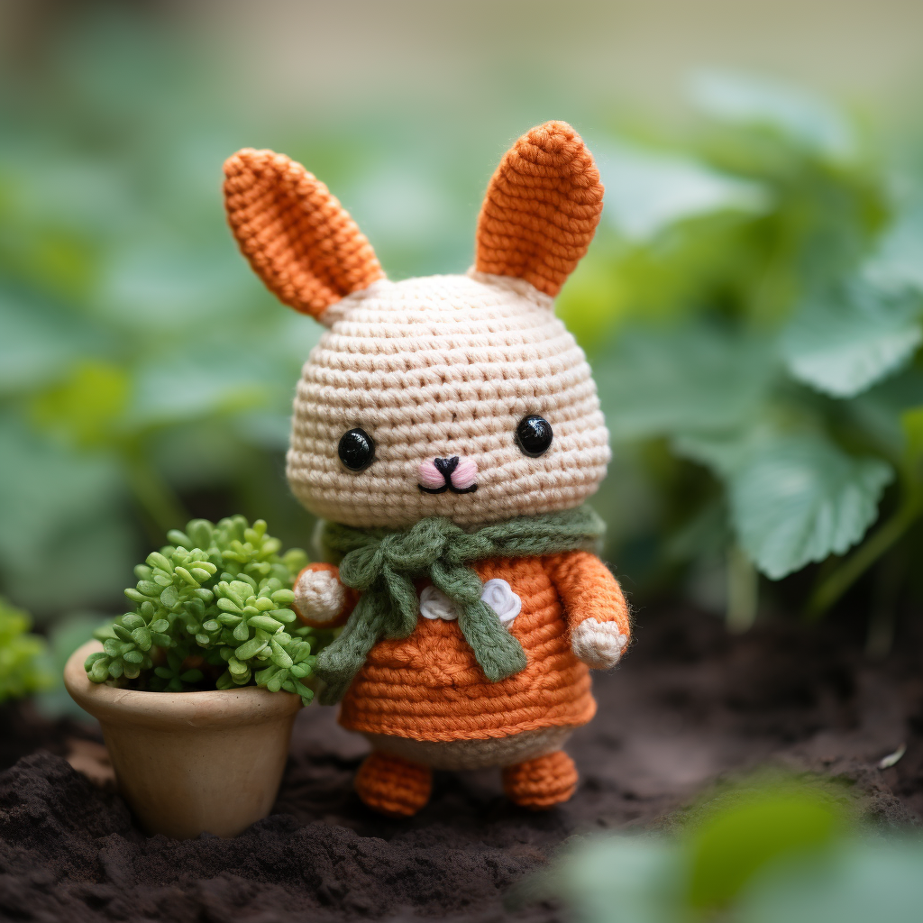 Cute bunny with a tiny carrot