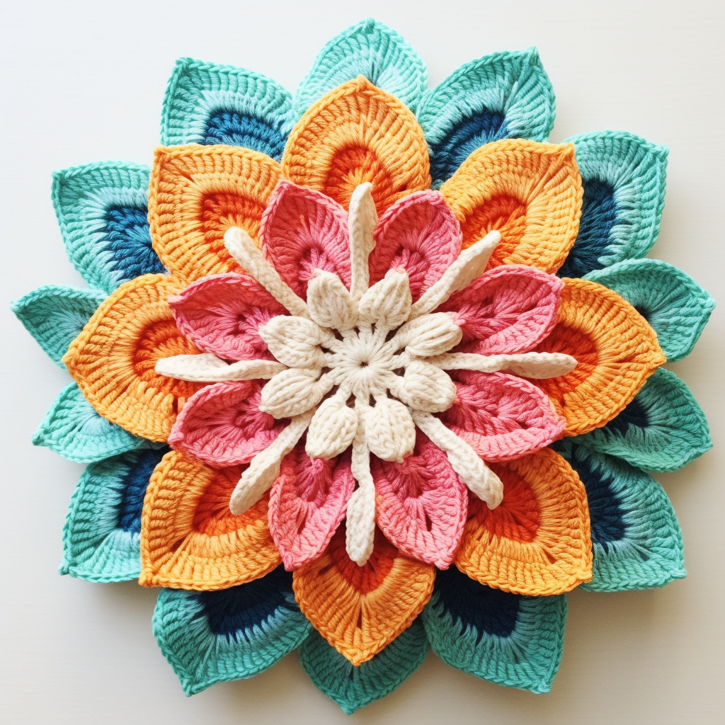 Crochet Large Flower Pillow