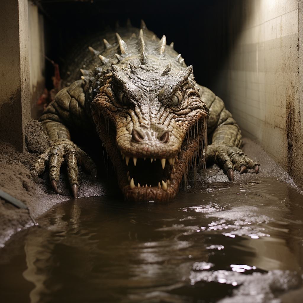 Crocodile monster lurking in sewer