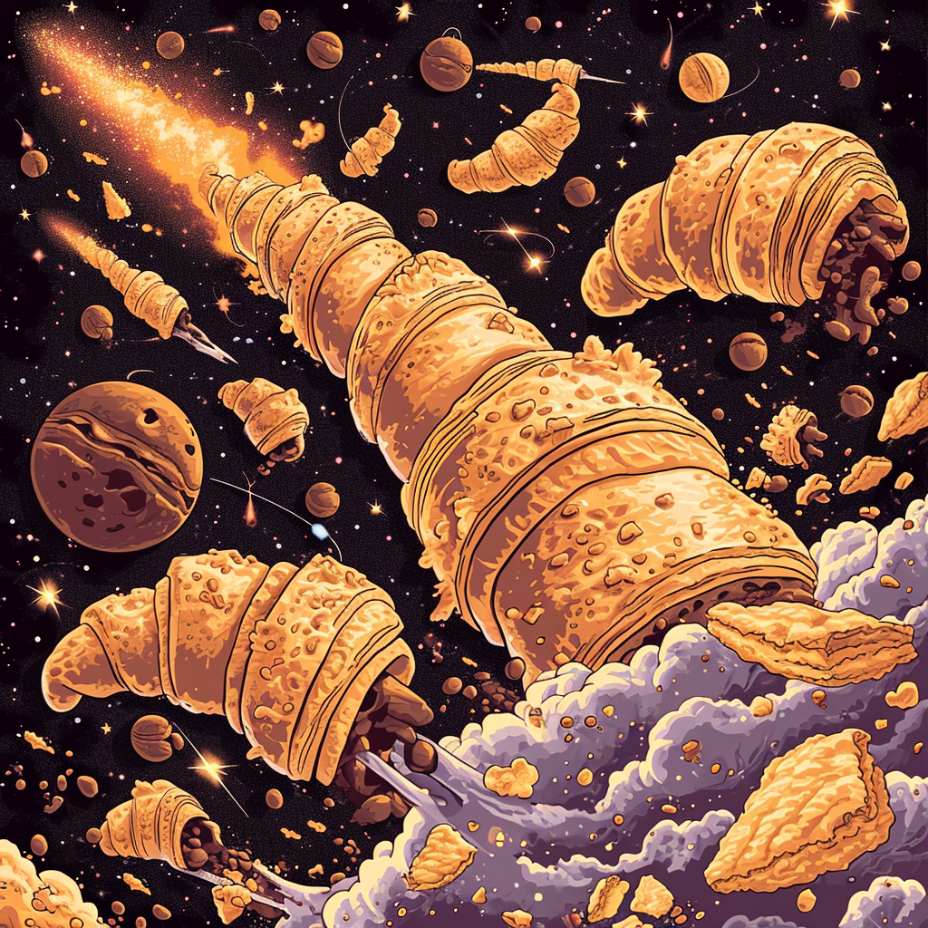 Croissant pastry alliance fighting chocolate croissant extraterrestrials